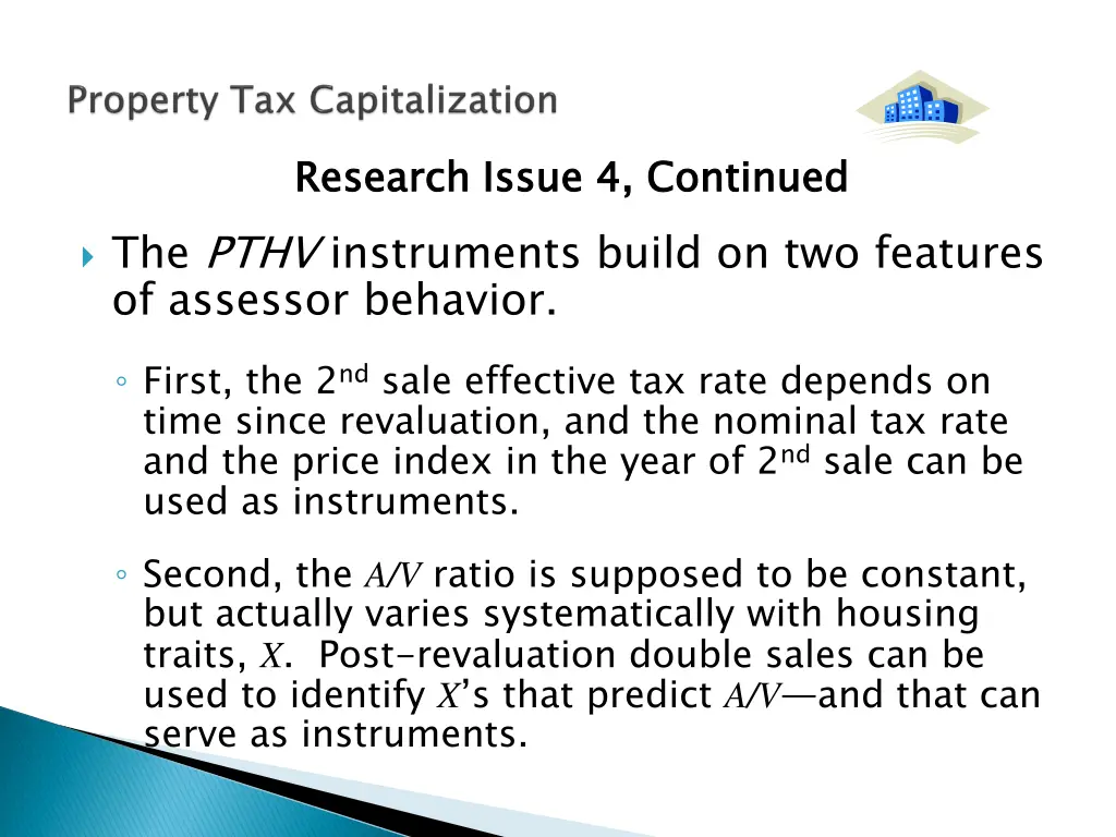research issue 4 continued the pthv instruments