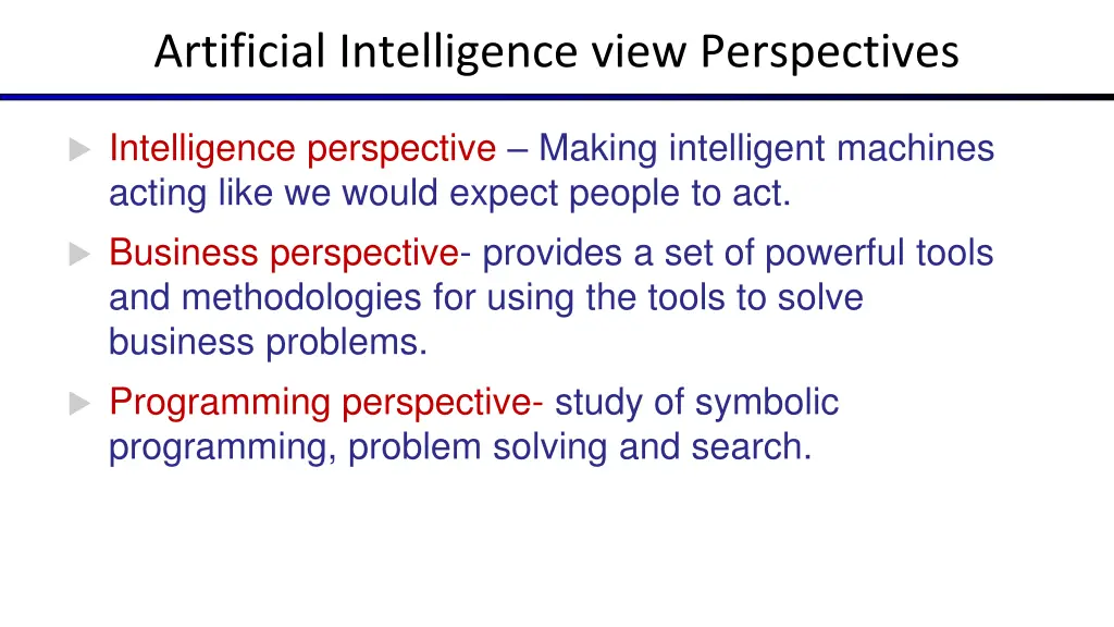 artificial intelligence view perspectives