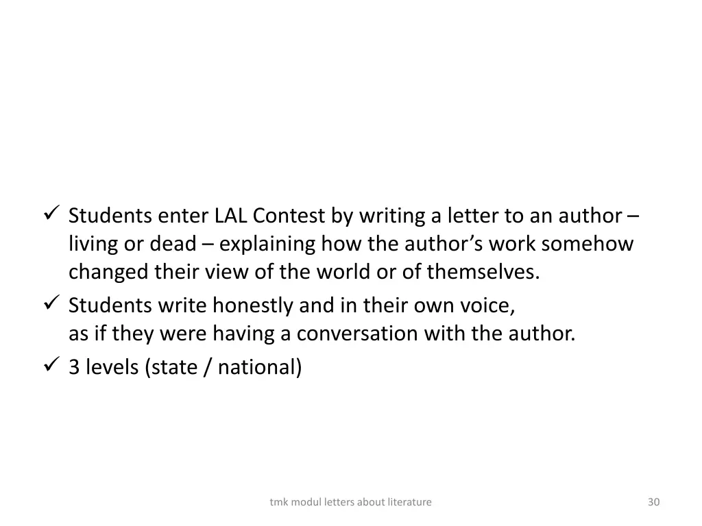 students enter lal contest by writing a letter