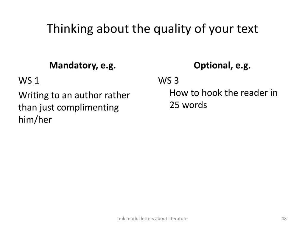 thinking about the quality of your text