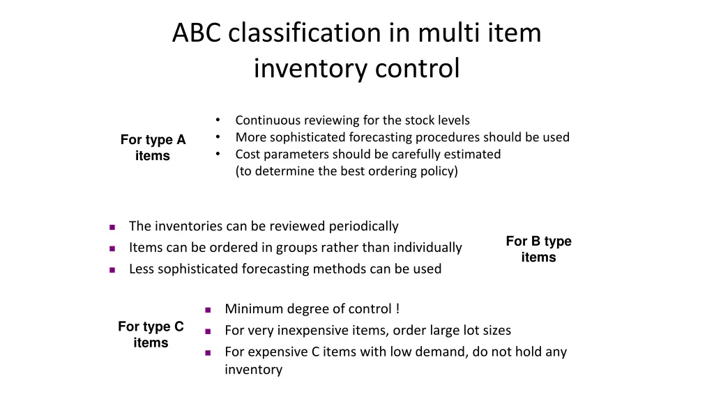 abc classification in multi item inventory control 2
