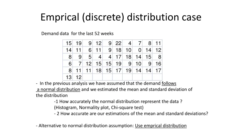 emprical discrete distribution case