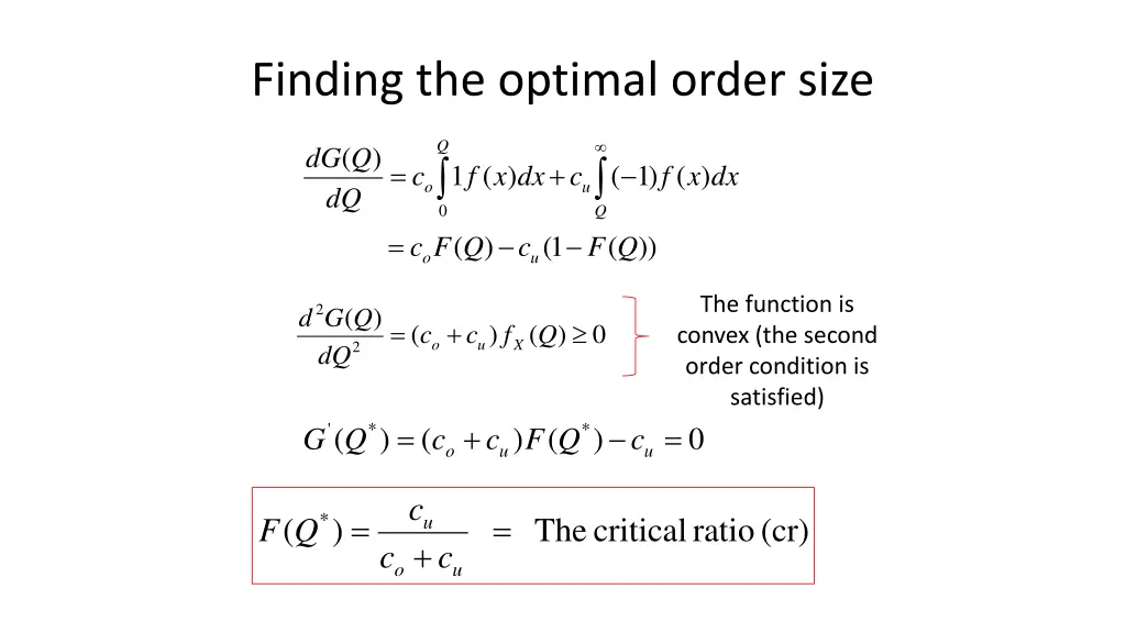 finding the optimal order size 1