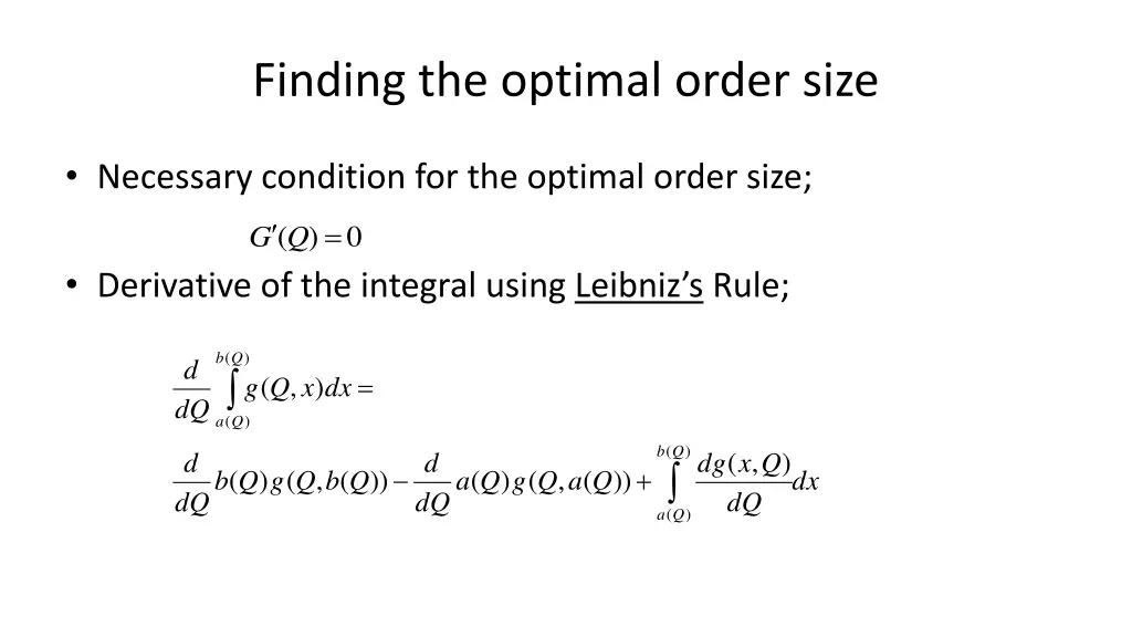 finding the optimal order size