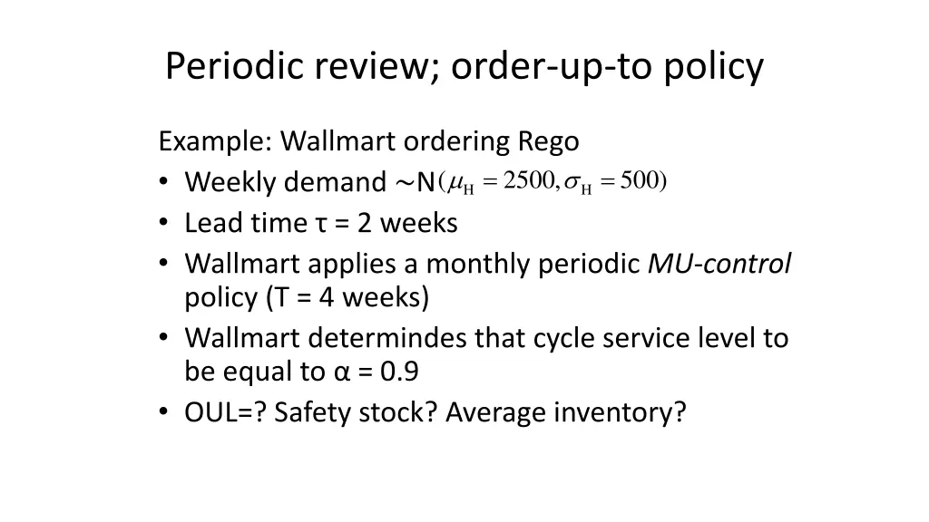 periodic review order up to policy 3