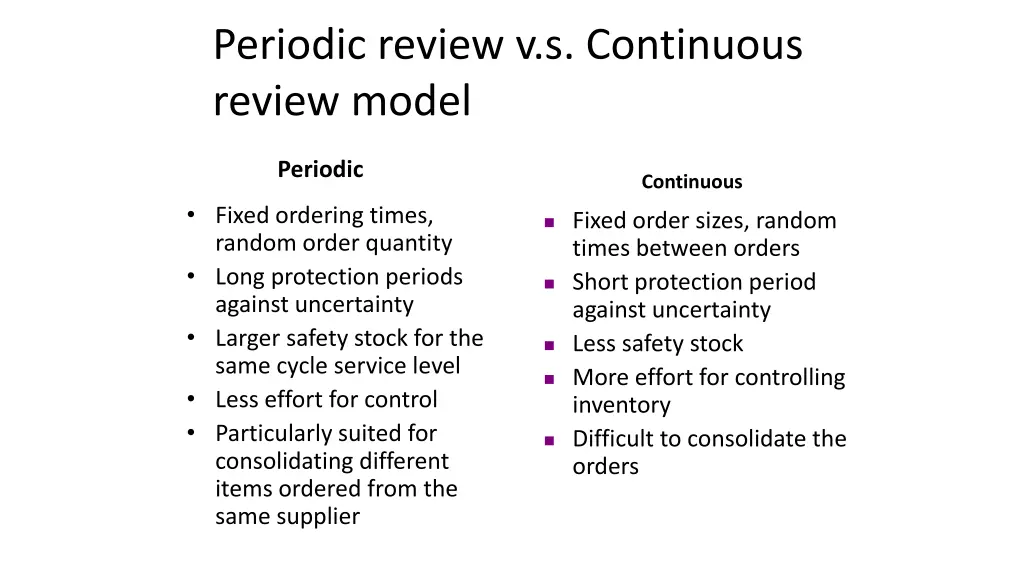 periodic review v s continuous review model