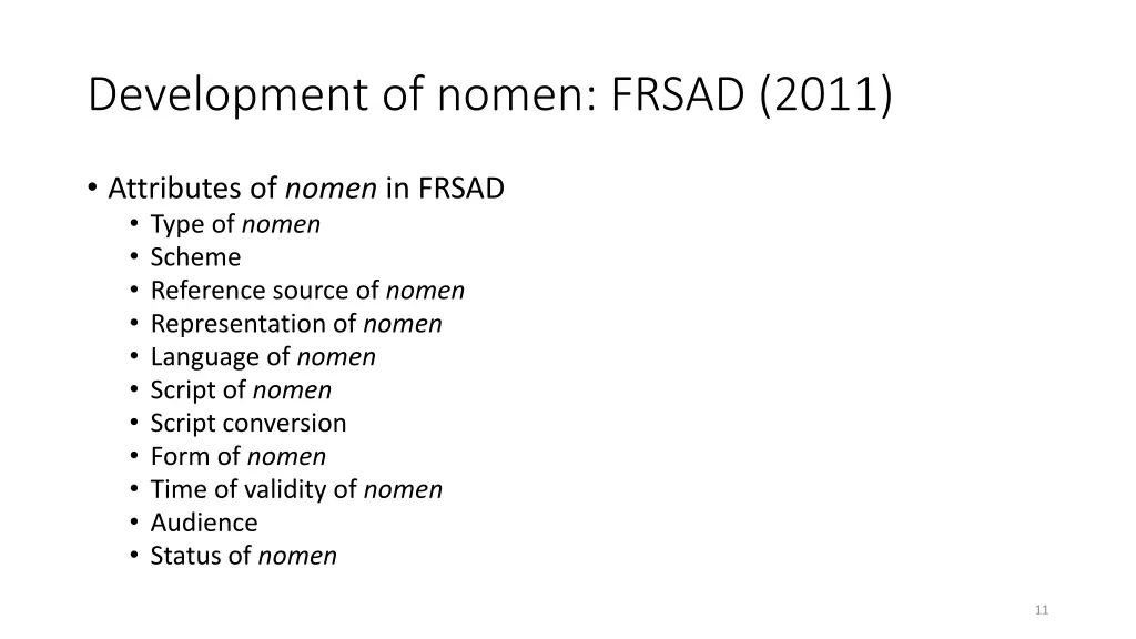 development of nomen frsad 2011 1