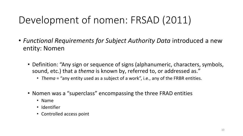 development of nomen frsad 2011