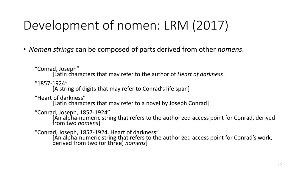development of nomen lrm 2017 3