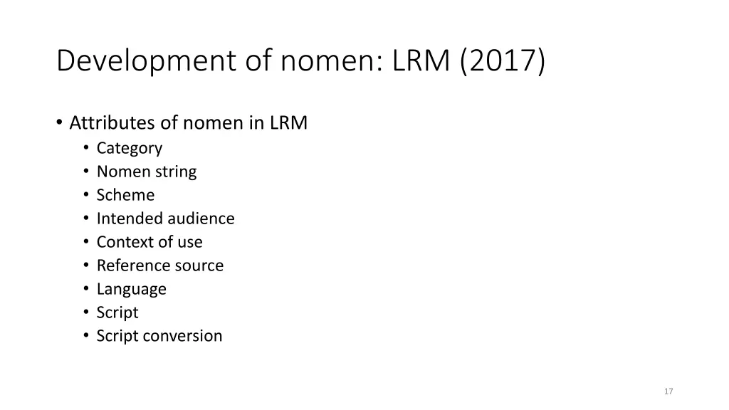 development of nomen lrm 2017 4