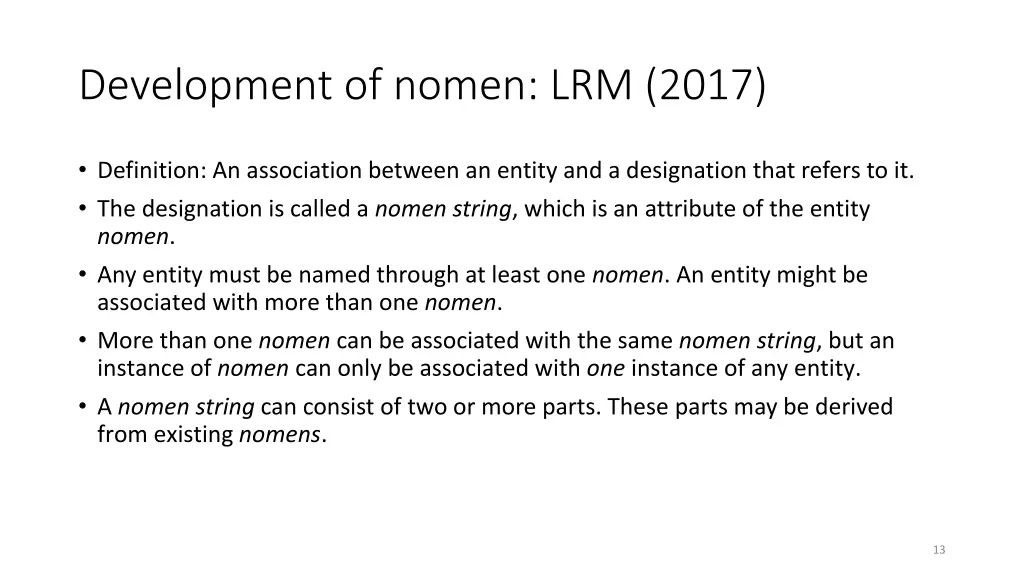 development of nomen lrm 2017