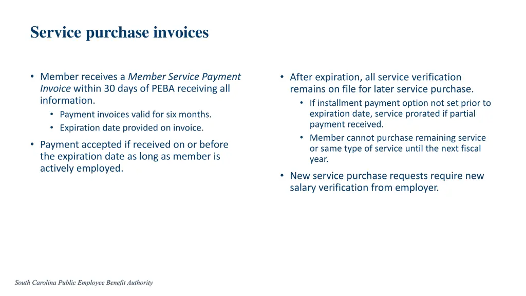 service purchase invoices