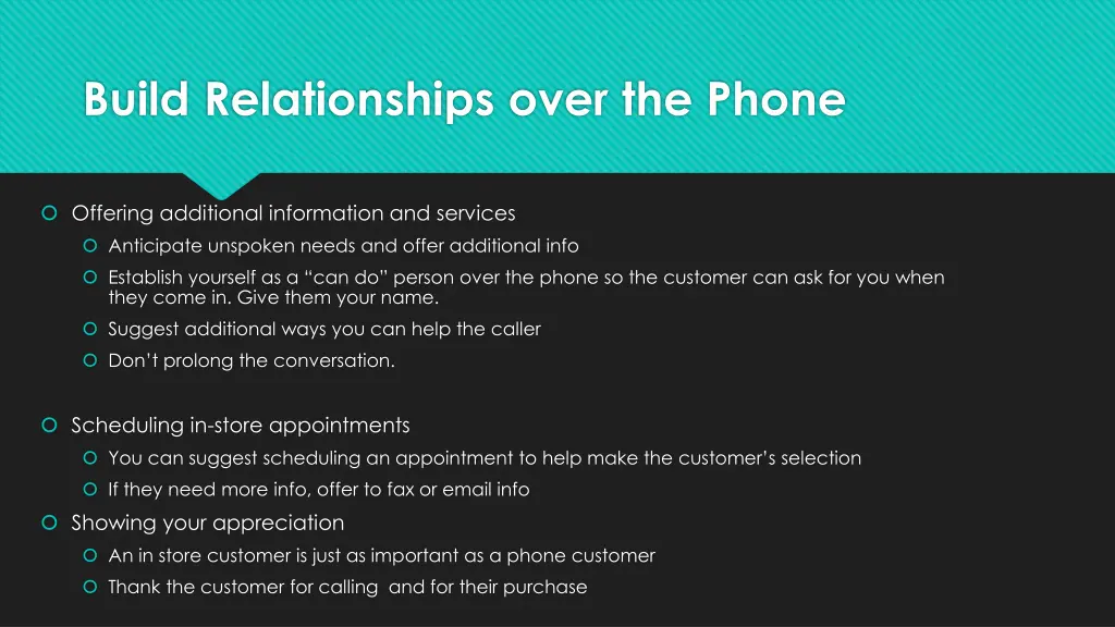 build relationships over the phone