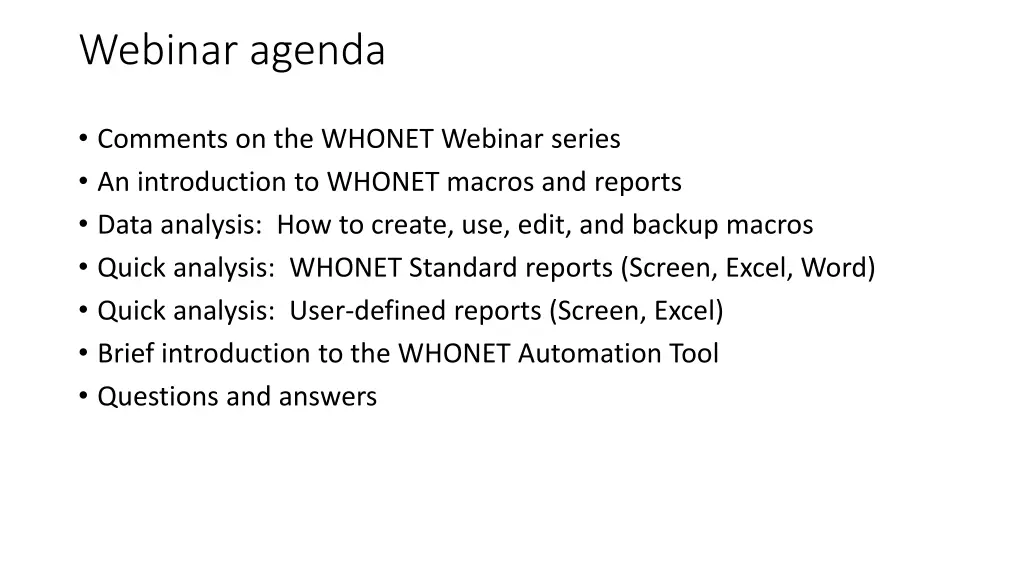 webinar agenda