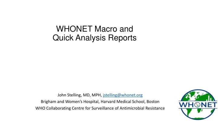 whonet macro and quick analysis reports