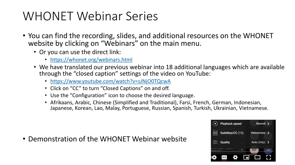 whonet webinar series