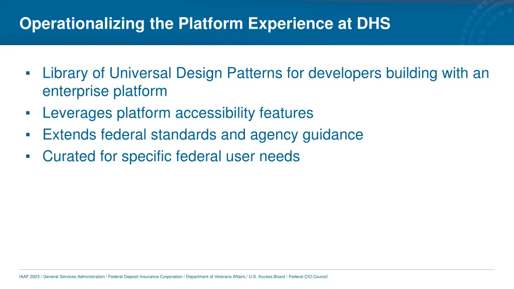 operationalizing the platform experience at dhs