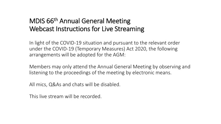 mdis 66 mdis 66 th th annual general meeting