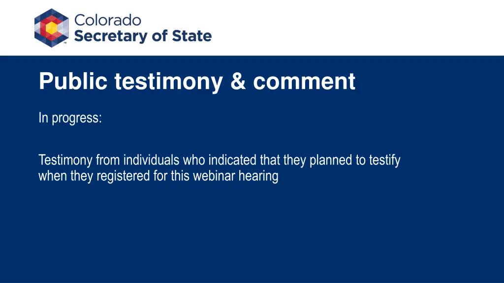 public testimony comment 6