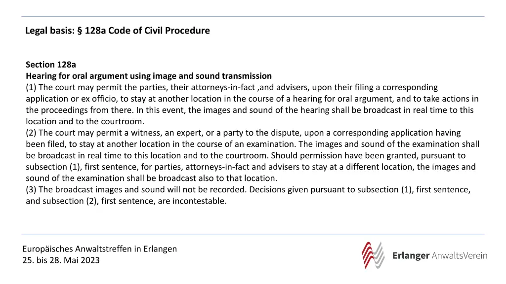 legal basis 128a code of civil procedure