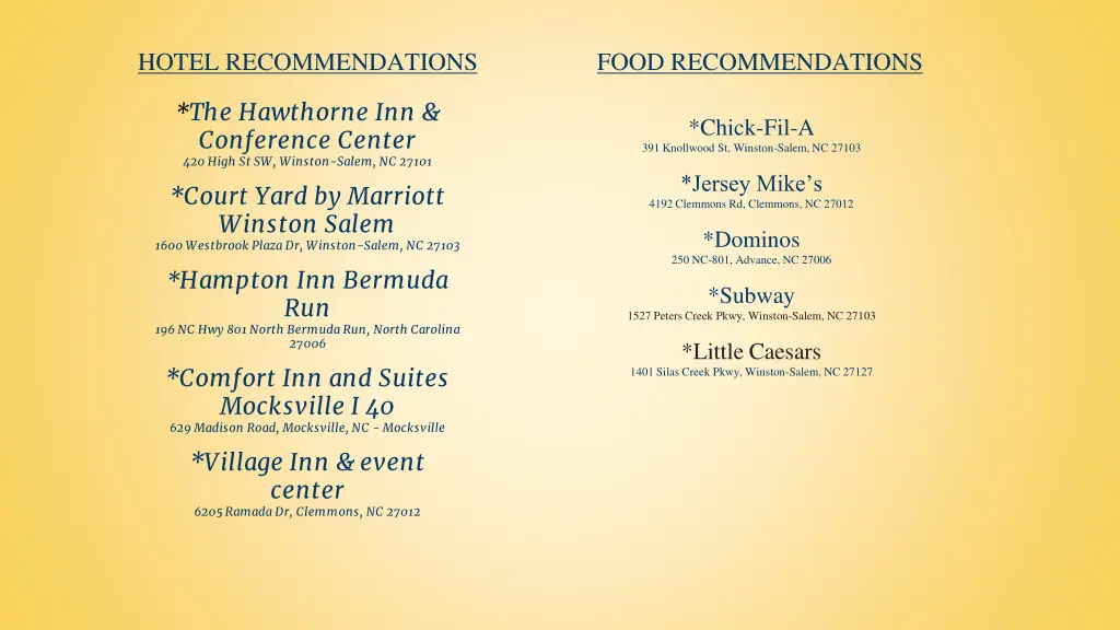 hotel recommendations