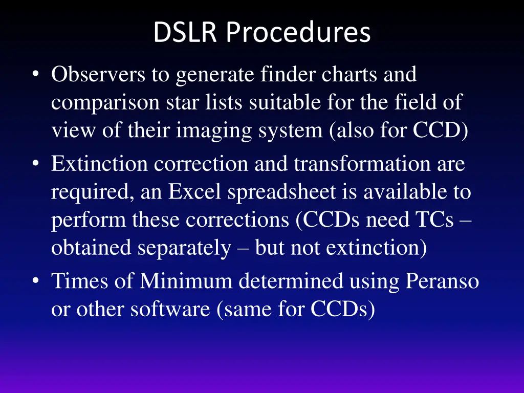 dslr procedures