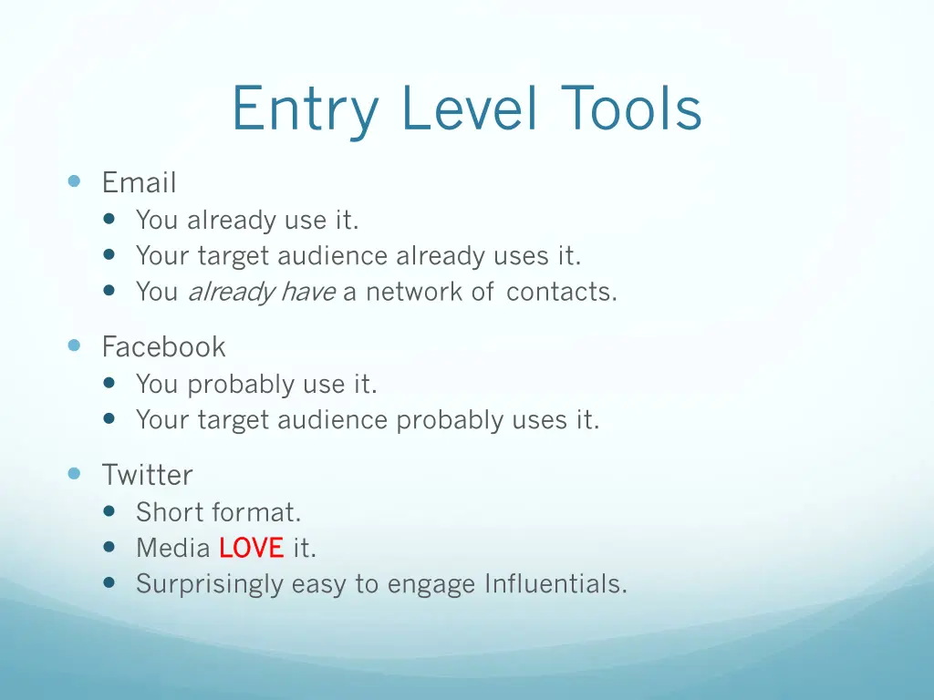 entry level tools