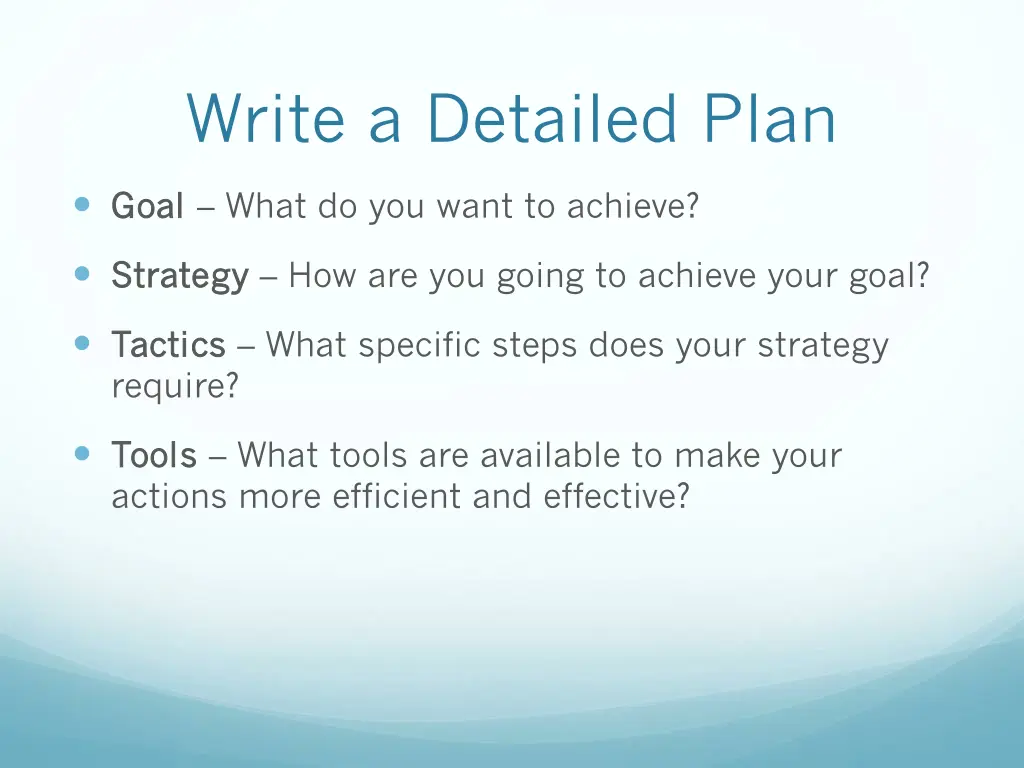 write a detailed plan