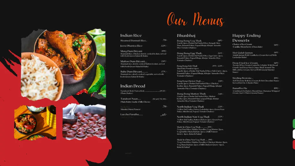 our menus