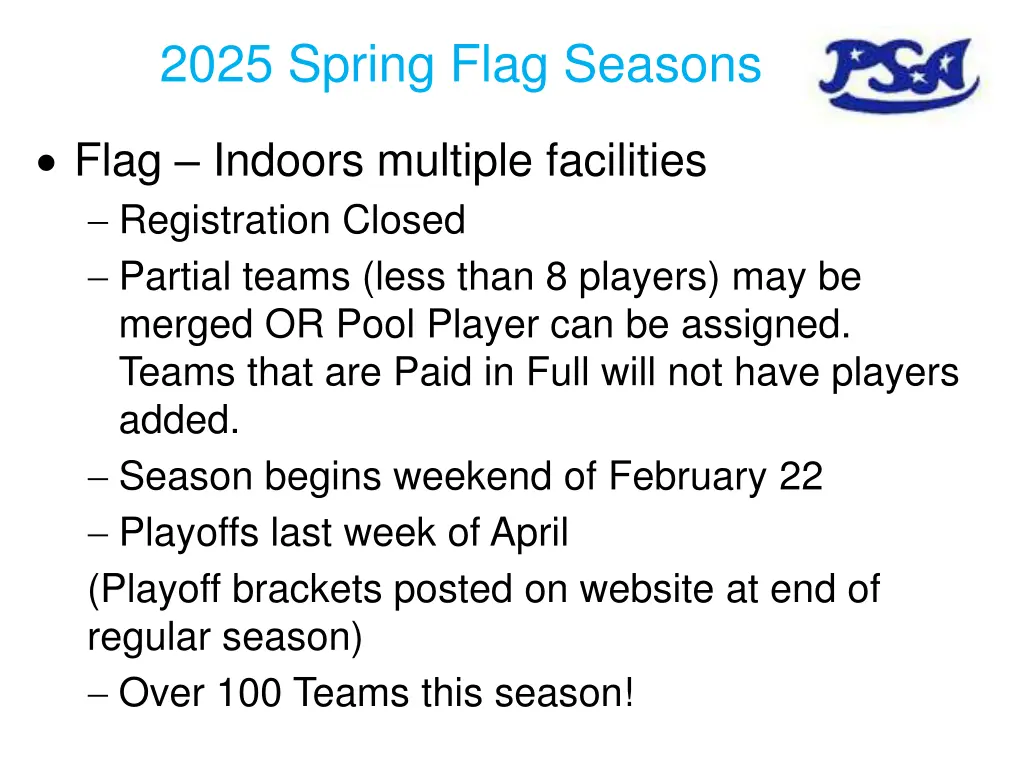 2025 spring flag seasons