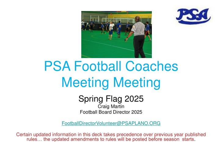 psa football coaches meeting meeting spring flag