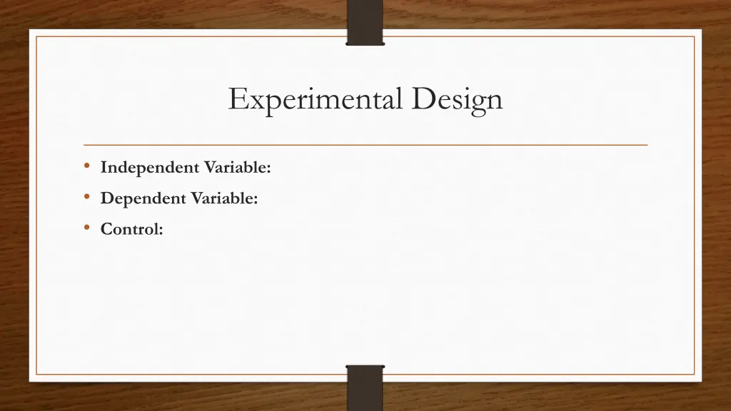 experimental design