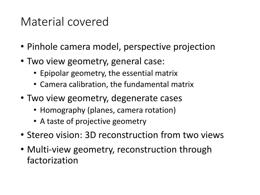 material covered