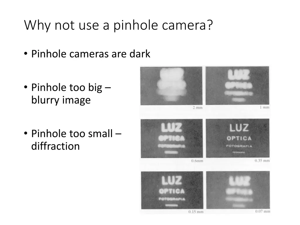 why not use a pinhole camera