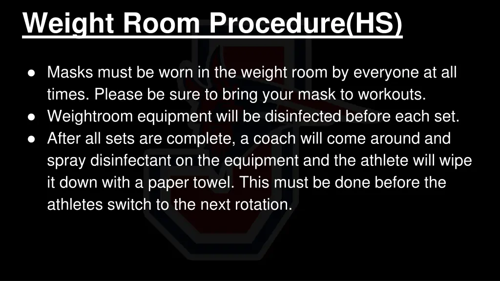 weight room procedure hs