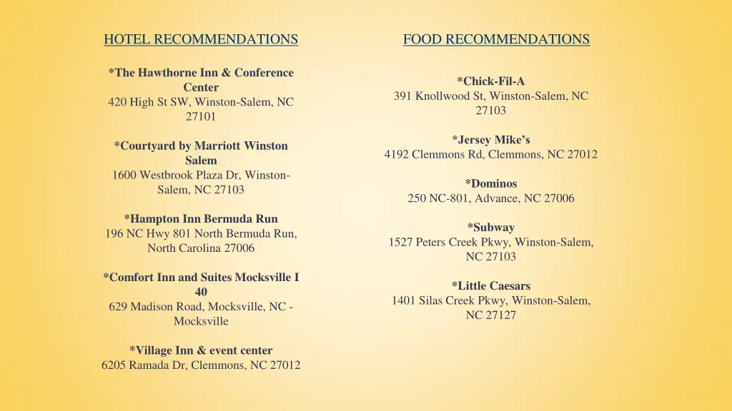 hotel recommendations