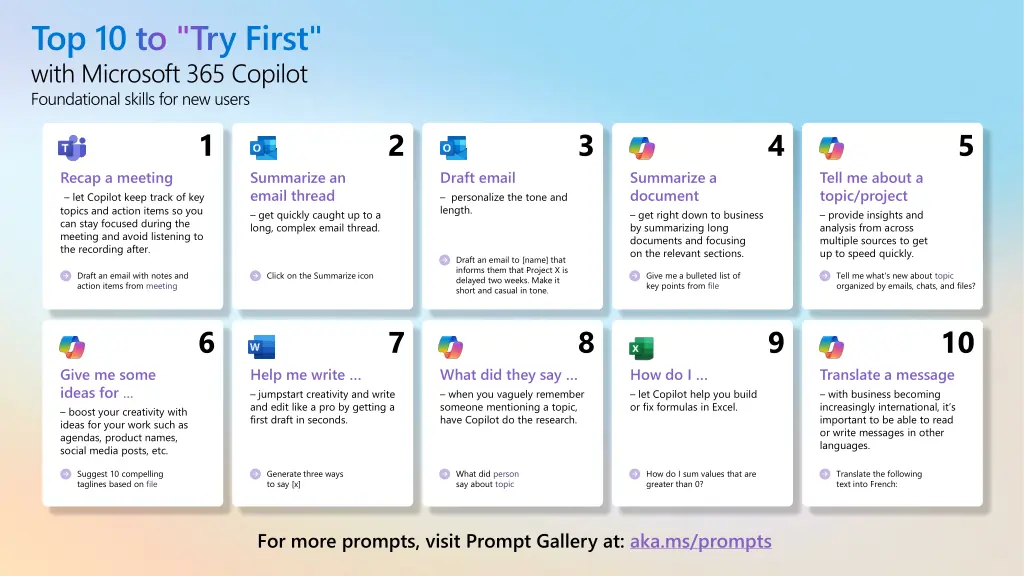 top 10 to try first with microsoft 365 copilot