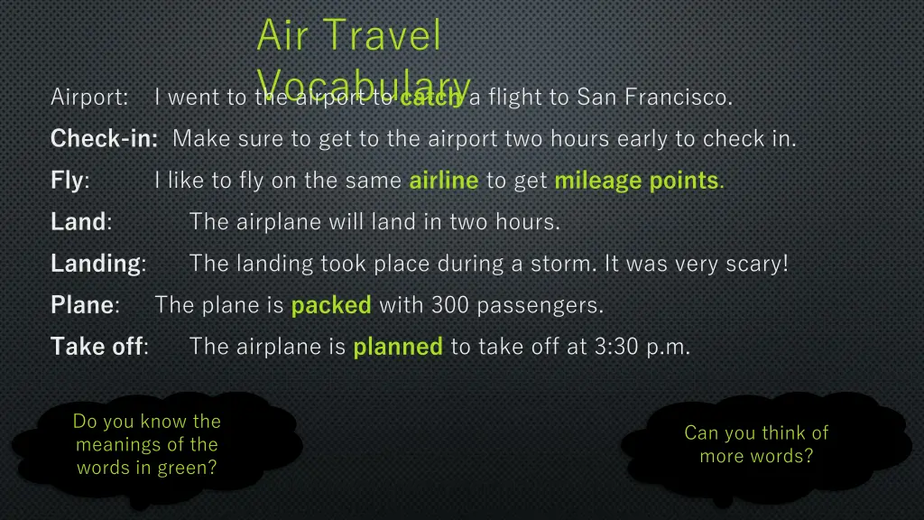 air travel vocabulary