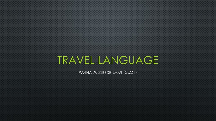 travel language