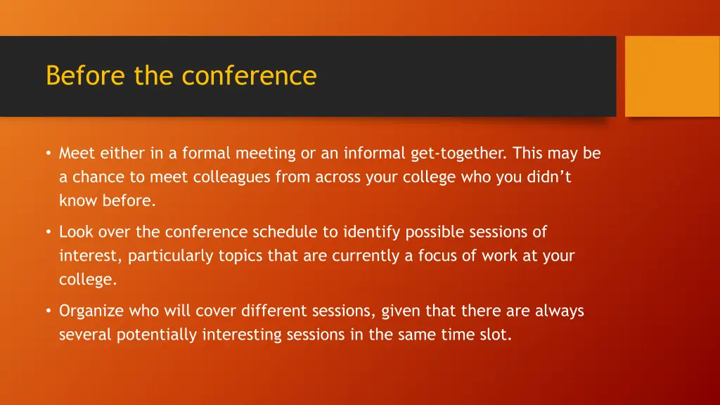 before the conference