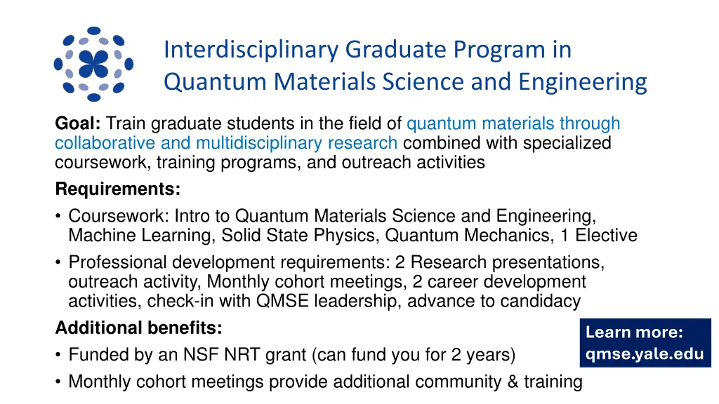 interdisciplinary graduate program in quantum