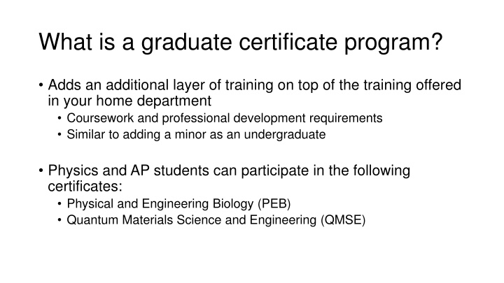 what is a graduate certificate program