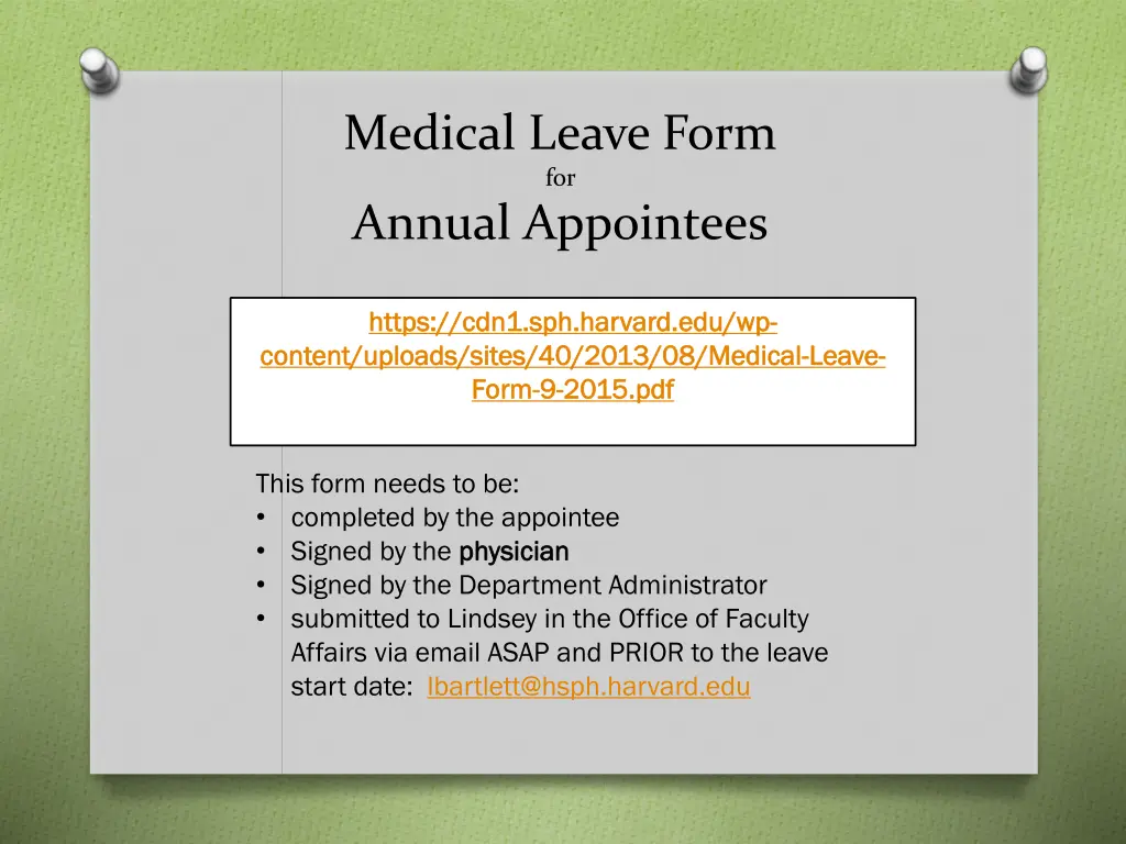 medical leave form for annual appointees