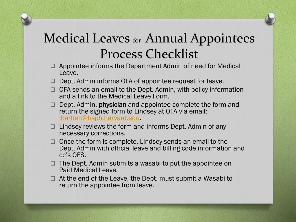 medical leaves for annual appointees process