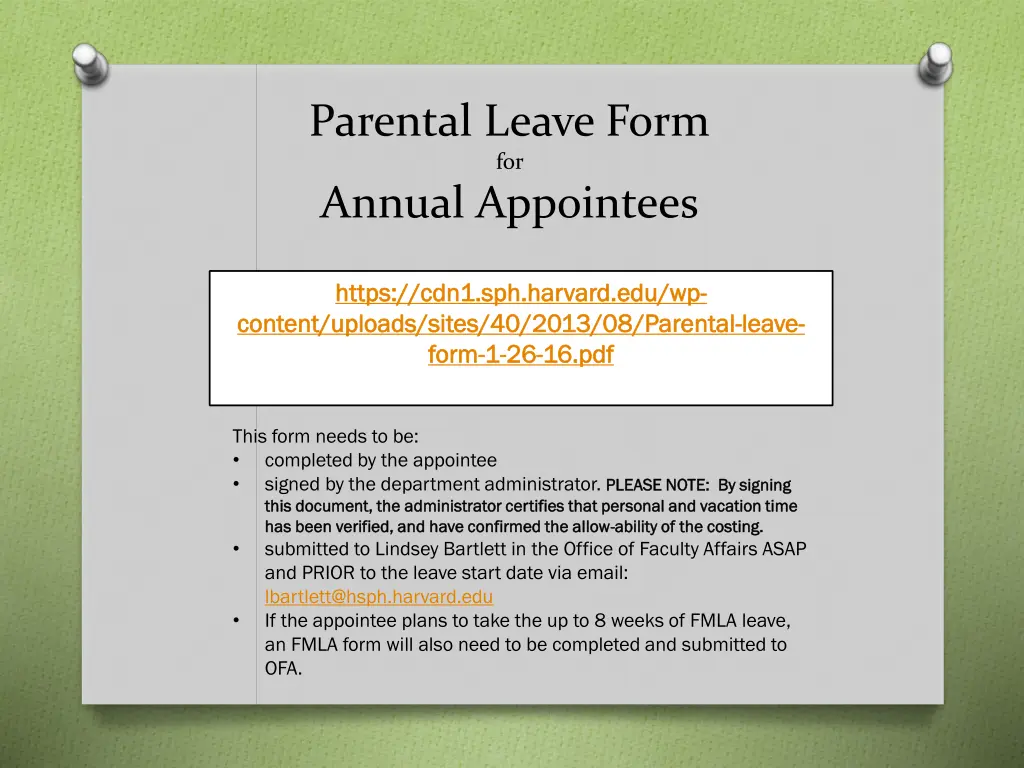 parental leave form for annual appointees