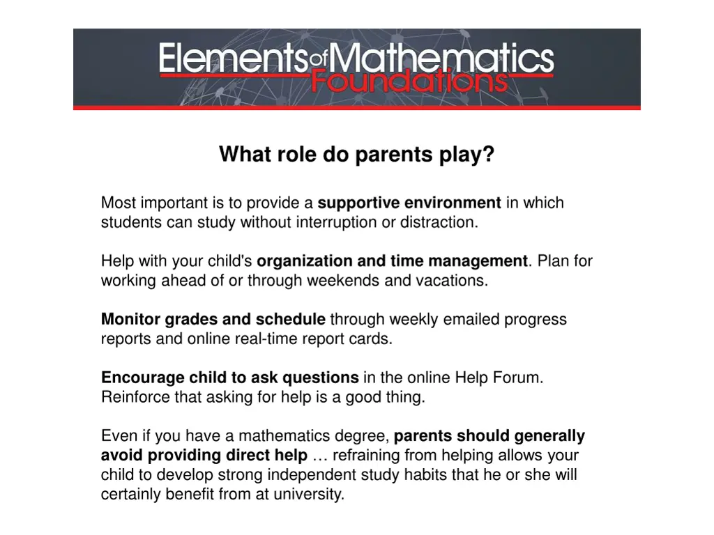 what role do parents play