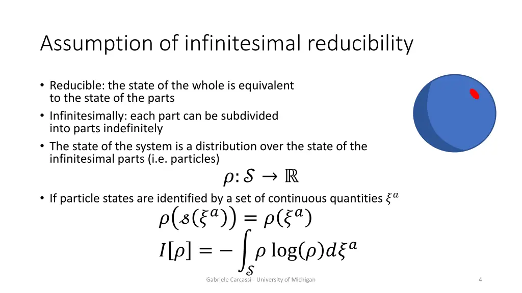 assumption of infinitesimal reducibility