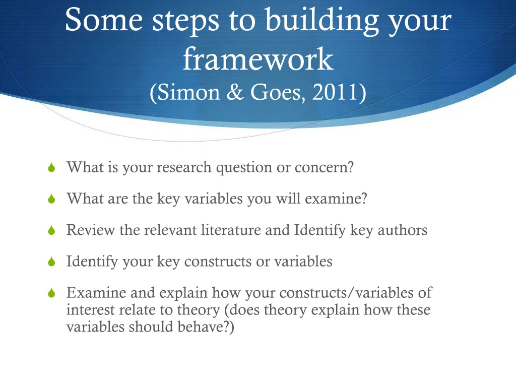 some steps to building your framework simon goes