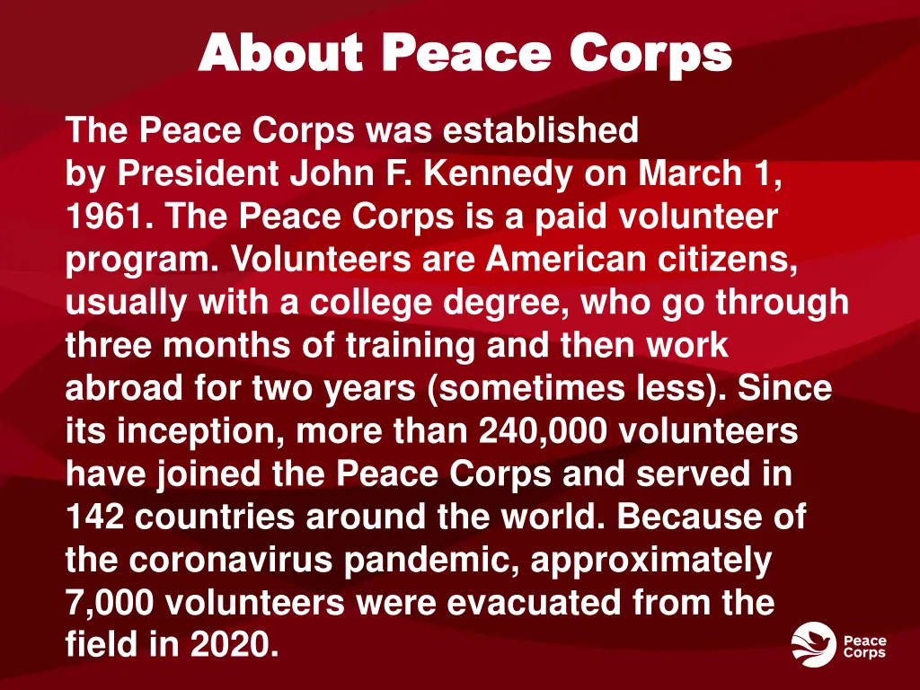 about peace corps about peace corps