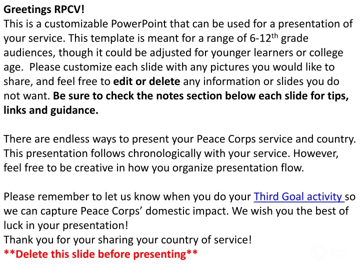 greetings rpcv this is a customizable powerpoint